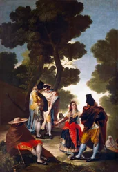Una maja y galanes