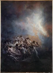 Fuego de noche (óleo sobre hojalata)