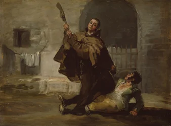 Fray Pedro Clubs El Maragato con la culata del fusil, c.1806 (óleo sobre tabla)