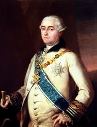 GOYA Y LUCIENTES, Francisco de (1746-1828); ALCANTARA LOPEZ DE ZUNIGA, Pedro (siglo XVIII). XIV Conde de Miranda del Castanar y X Duque de Peñaranda. Obra antiguamente atribuida, como dice la inscripción del marco, a Francisco de Goya. En el asa de oro de
