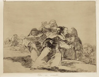 GOYA Y LUCIENTES, Francisco de (1746-1828). Todo está al revés. 1810-1820. (17,6 x 22,2 cm). Lámina 42 de "Los desastres de la guerra". Aguafuerte. ESPAÑA. MADRID (COMUNIDAD AUTÓNOMA). Madrid. Museo del Prado