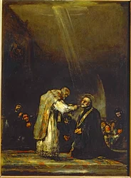 Última comunión de San José de Calasanz ... (pintura sobre madera)