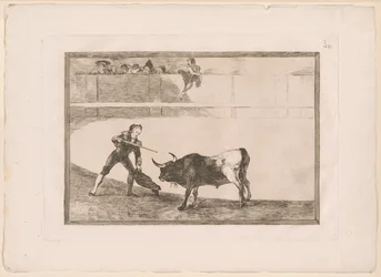 Pedro Romero matando al toro detenido, lámina 30 de El Arte del Toreo