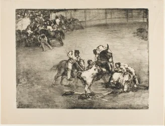 Picador atrapado por un toro, de Los toros de Burdeos