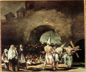 Procesión de flagelantes cerca de un arco (pintura sobre lienzo)