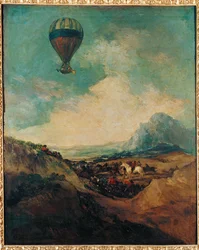 El globo o la ascensión del Montgolfiere (pintura sobre lienzo)