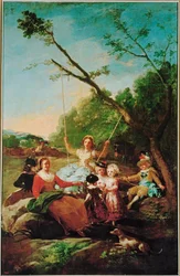 El columpio, dibujo para un tapiz (pintura sobre lienzo)