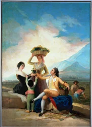 La vendimia, viñeta para un tapiz (pintura sobre lienzo)