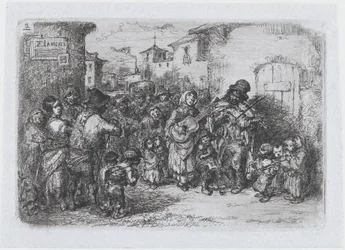 Placa 3: un grupo de músicos callejeros, de la serie de costumbres y pasatiempos de los españoles..., 1850