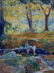 Bosque-acuarela. Artista: Francisco Llorens Díaz. Ubicación: Colección privada, Madrid, España