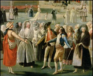 Detalle de "Ascensión del globo Montgolfier en Madrid".