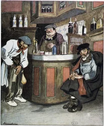 Un bar, dibujo de Sancha, principios del siglo XX