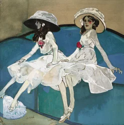 Deux soeurs - Two sisters - Peinture de Xavier Gose (1876-1915), c. 1910 - Oil on canvas - Museo Nacional de Arte de Cataluña, Barcelona