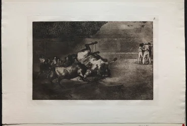 Corridas de toros: Un caballo arrojado por el toro, 1876