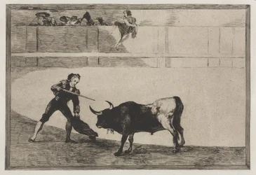 Corridas de toros: Pedro Romeo matando al toro detenido