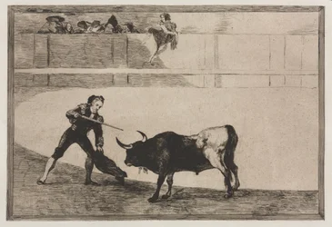 Corridas de toros: Pedro Romeo matando al toro detenido