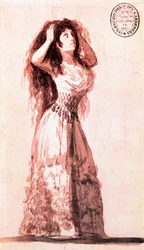 La duquesa de Alba arreglándose el cabello. Dibujo de Francisco de Goya y Lucientes (1746-1828). 1796.