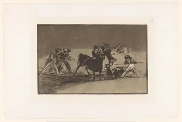 Moros y burros luchando contra un toro, Palenque de los Moros hecho con burros para defenderse del toro embolado, La Tauromaquia (título de la serie)