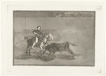 Pajuelera in de arena van Zaragosa Valor varonil de la célebre Pajuelera en la de Zaragoza La Tauromaquia (series title) Stierenvechten (series title)