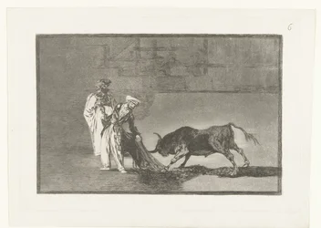 Torero en una arena - Los Moros hacen otro capeo en plaza con su albornoz - Tauromaquia (título de la serie) - La Tauromaquia (título de la serie)