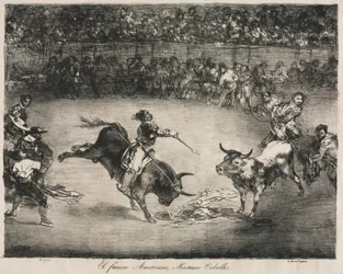 Los toros de Burdeos: El famoso americano, Mariano Ceballos, 1825
