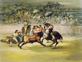 El valiente Randon luchando contra un toro