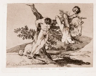 Los Desastres de la Guerra: ¡Gran hazaña con los muertos! (Grabado después del dibujo preparatorio)