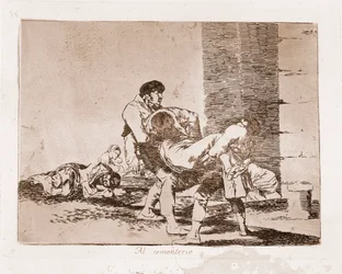 Los desastres de la guerra: En el cementerio (grabado después del dibujo preparatorio)