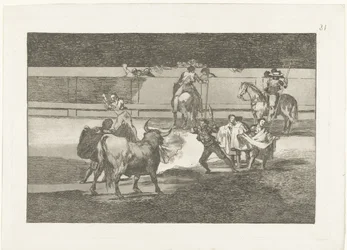 Torero met brandende banderillas Banderillas de fuego La Tauromaquia (series title) Stierenvechten (series title)