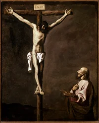 Crucifixión y pintor (Autorretrato del artista en el papel de San Lucas al pie de la cruz)