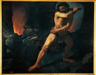 Hércules y Cerbero (pintura sobre lienzo)