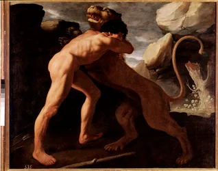 Hércules y el león de Nemea (detalle)