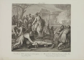 La destrucción de los dioses paganos por Mieszko I de Polonia por Smuglewicz, Franciszek (1745-1807). Litografía, finales del siglo XVIII. Colección particular