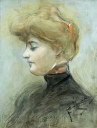 Cabeza de una mujer rubia, c.1895