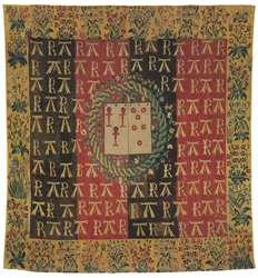 Tapiz armorial de mille-fleurs que representa las armas de Robert Chabot y Antoinette d