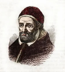 Representación del Papa Clemente VIII (Clemente o Clemens) (1592-1605) Dibujo de "Misteri del Vaticano" de Franco Mistrali