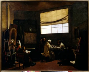 El estudio del pintor. Pintura de François Marius Granet