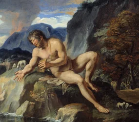 Polifemo el cíclope con una flauta de Pan (detalle de 