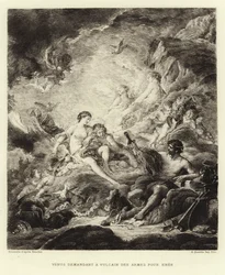 Venus pidiendo a Vulcano armas para Eneas (grabado)