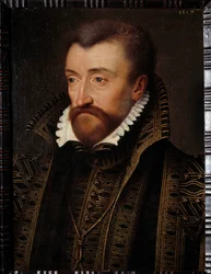 Retrato de Antoine de Borbón, Duque de Vendôme (1518-1562), padre del Rey Enrique IV. Pintura de la escuela de François Clouet (1515-1572) 1560 Dim. 0,31x0,23 m Pau, museo del castillo