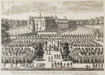 Vista del Chateau de Chantilly desde la Orangerie, mediados del siglo XVIII