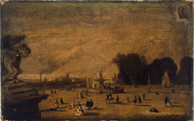 Vista de la plaza de la Concordia, actual distrito 8, entre 1804 y 1858 (óleo sobre madera)