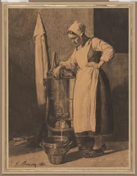 Siervo sacando agua de la fuente