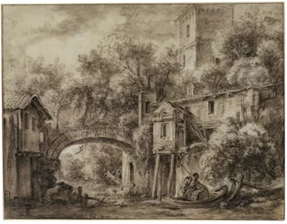 Capricho arquitectónico con el molino de Quiquengrogne, cerca de Charenton