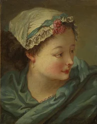 Cabeza de mujer joven, principios de la década de 1730 (óleo sobre lienzo)