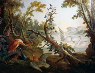 Paisaje con cisnes, ca 1765 (detalle)