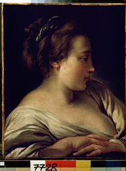 ""Retrato de una joven"" (Cabeza de niña) Pintura de Francois Boucher (1703-1770) 1740-1750 Dim. 36x28 cm Museo del Hermitage, San Petersburgo (San Petersburgo)