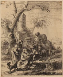 Mujer sentada [Femme de Matsmey] junto a una palmera, lámina de la serie «Diverses figures chinoises [...]»