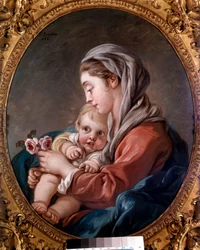 La Virgen y el Niño Jesús Pintura de François Boucher (1703-1770) siglo XVIII Colección privada.