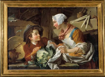 El cocinero y un joven. Pintura de François Boucher. Museo de Sainte-Adresse